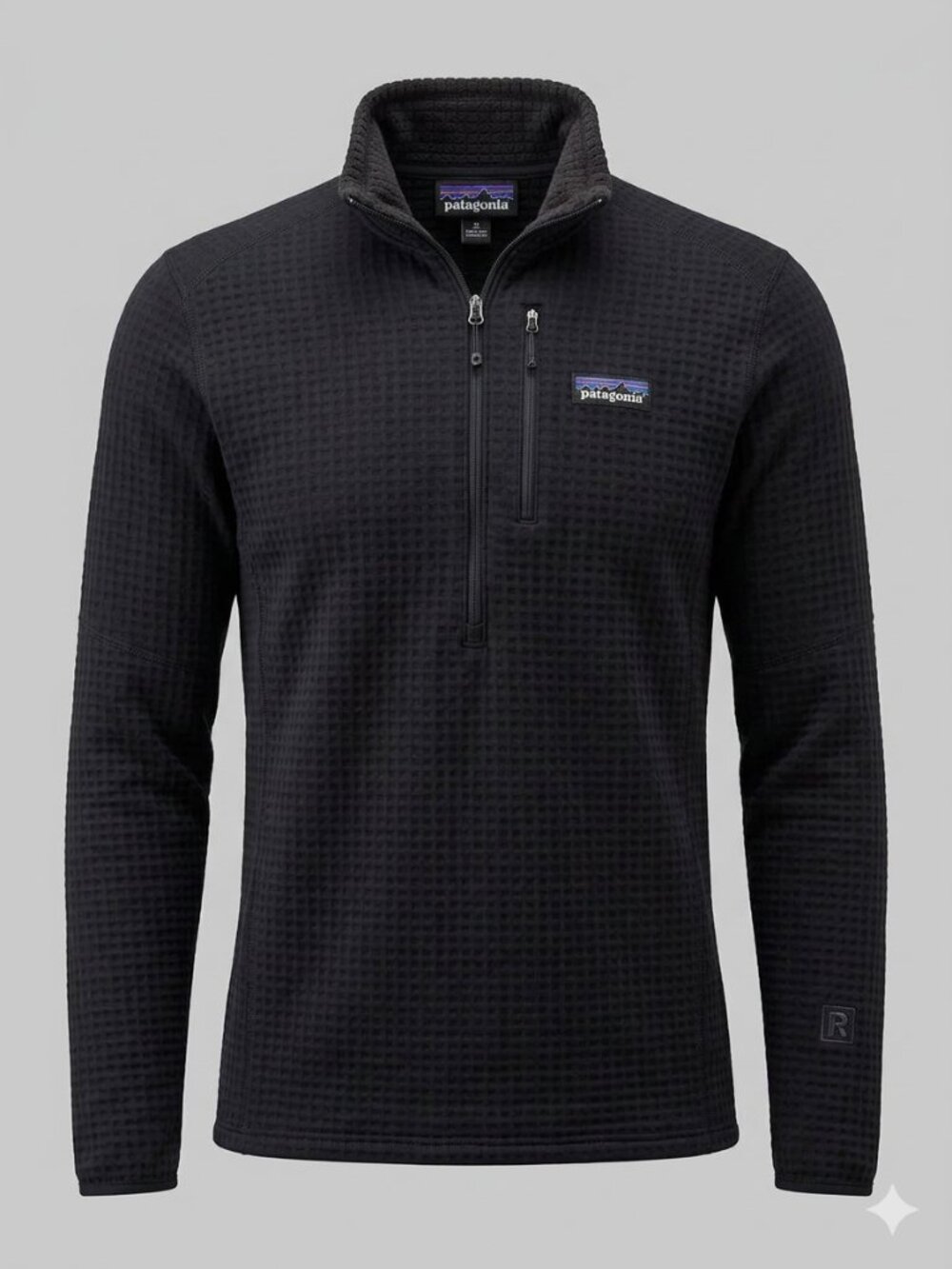 Patagonia Sweater Mens M Black Regulator 1/4 Zip Pullover Polartec Grid Fleece